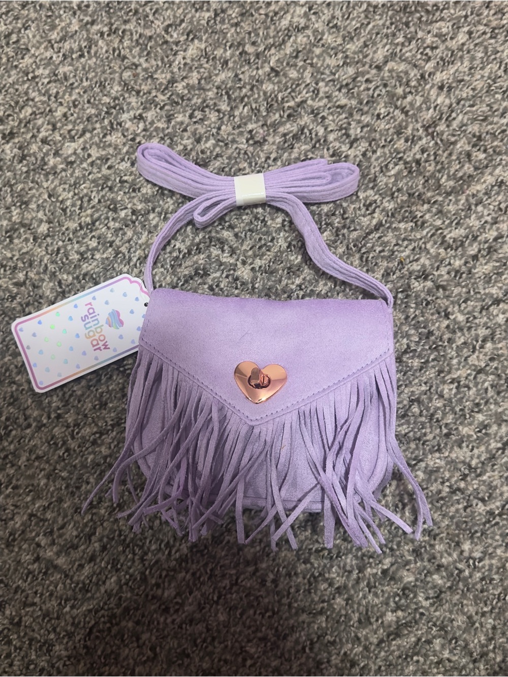 Lilac Fringe Crossbody Purse for Kids